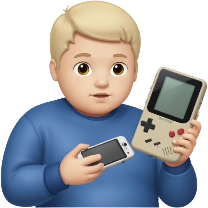 fat boy playing game boy emoji