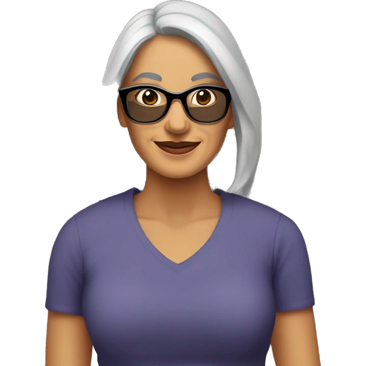 Mujer de 50 años morena con gafas en la catedral de leon emoji