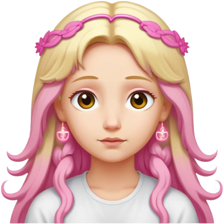 Blonde woman angel with long hair meditating with pink hair clips emoji