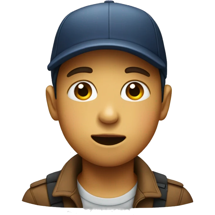 Boy biting his lips with a cap emoji