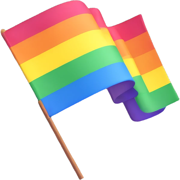 3D emoji style pride flag waving with bright colors emoji
