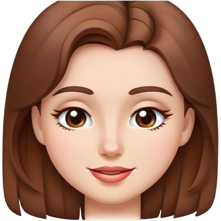 brown long hair girl with soft makeup, winking emoji
