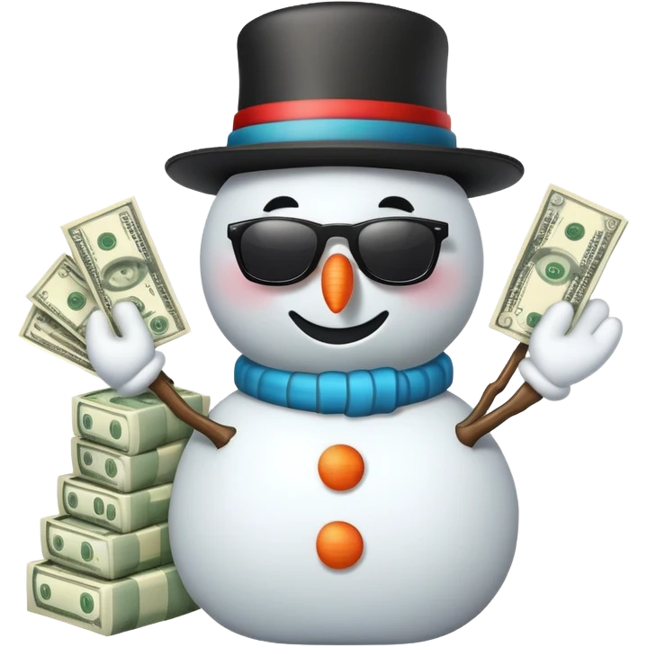 Snowman as a street hustler emoji