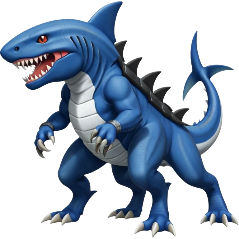 dark-deep-denim-steel-cobalt-blue 4-legged digitigrade land-shark-landhai-gremz-wickerbeast-vernid-sergal-sharpedo-houndoom-hybrid-fusion-creature, full body emoji