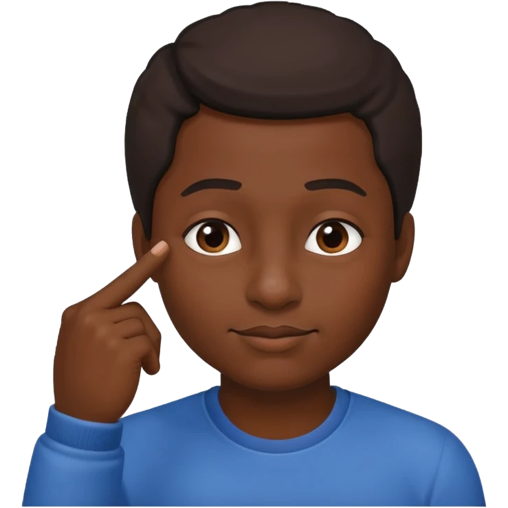 Create an emoji of a black person making the gesture of placing a finger on their nose, with a playful or thoughtful expression. emoji