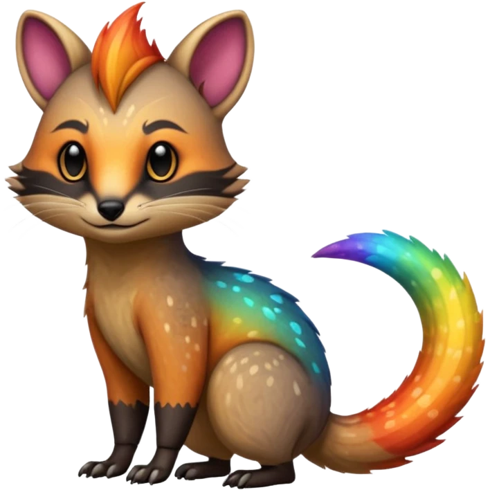 Fiery Rainbow-Sparkly Handsome Wicked Cool Hot Edgy Badass Numbat-Trico-Civet-Vernid-fusion-hybrid-creature emoji
