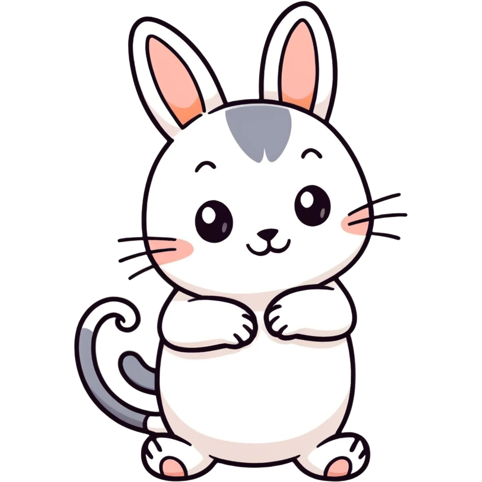 a cat and a rabbit hugging emoji