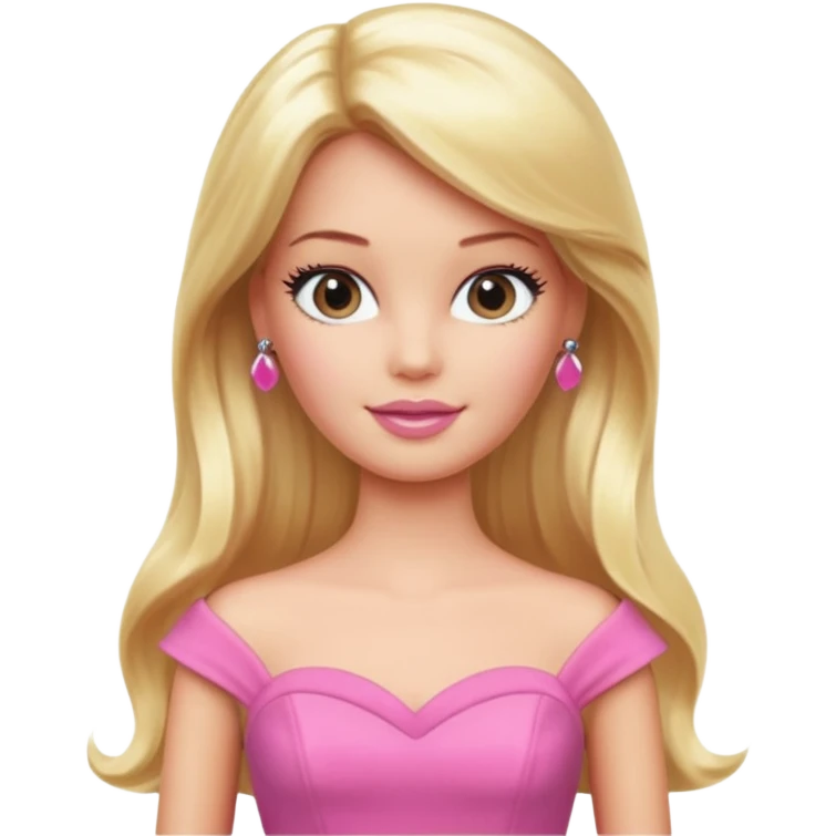 barbie, long blonde hair, pink dress emoji