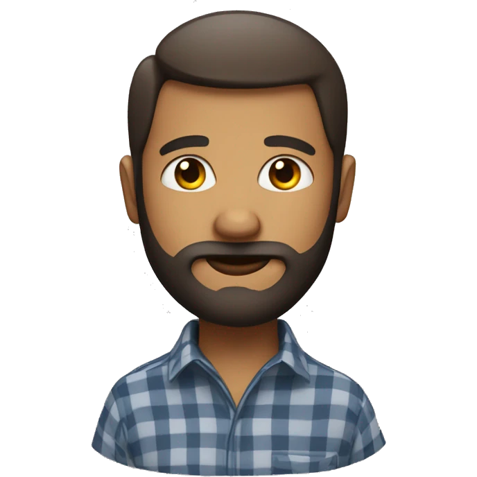 plaid shirt white man with a beard, his eyes are hearts emoji