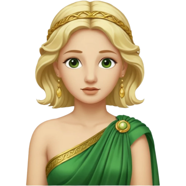Ancient Roman woman with earrings and blonde hair, green dress emoji