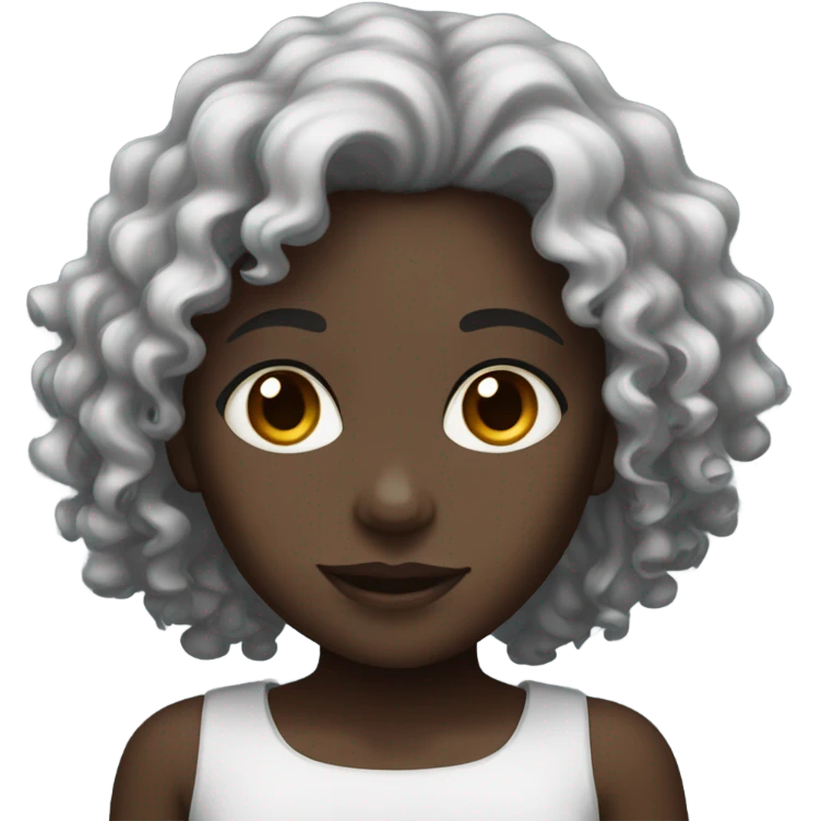 dark skin girl with curly hair and dark brown eyes emoji