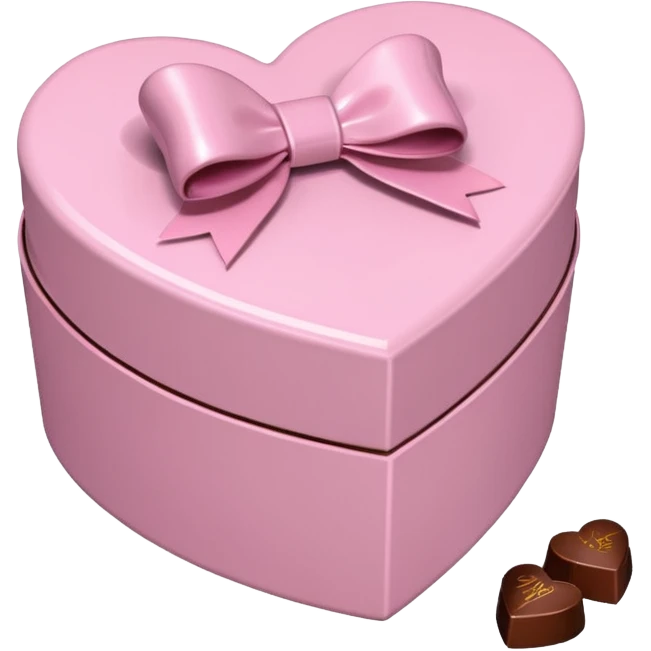 pale pink heart box, bow on top, some chocolates spilling out emoji