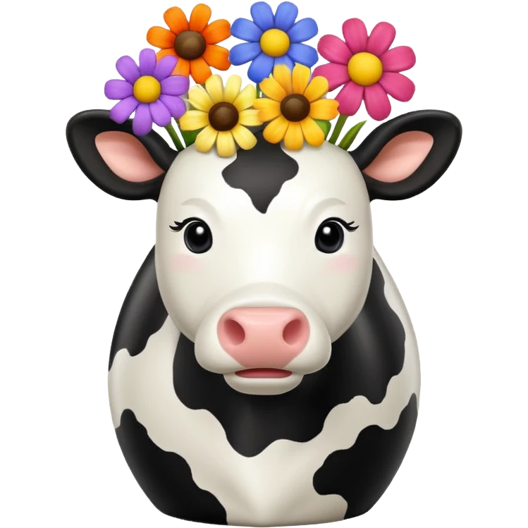 Cow print vase with flowers emoji