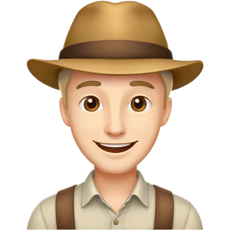 man with a hat, cheerful expression emoji
