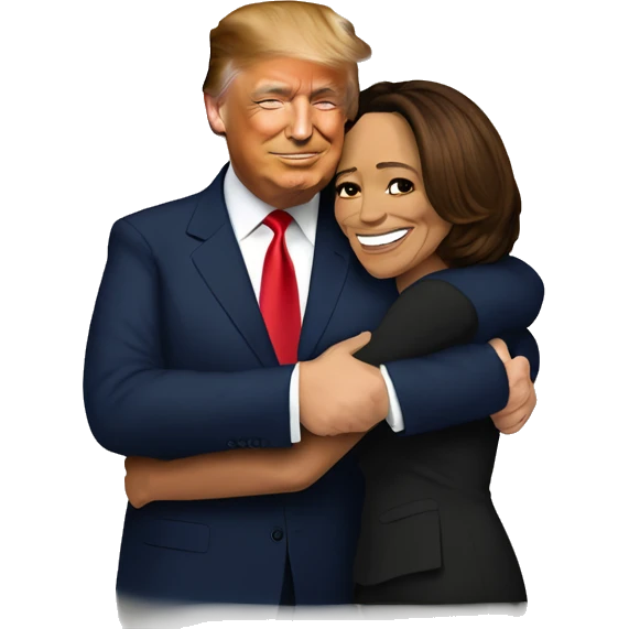 donald trump and kamala harris hugging emoji