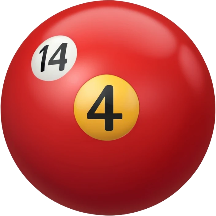 The number 14 on a red pool ball emoji