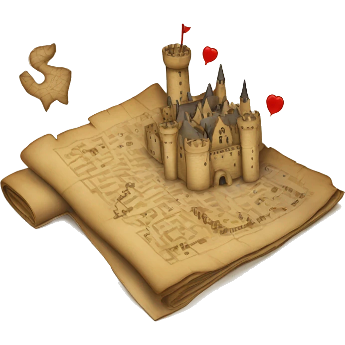 The marauders map with castle and red footprints emoji