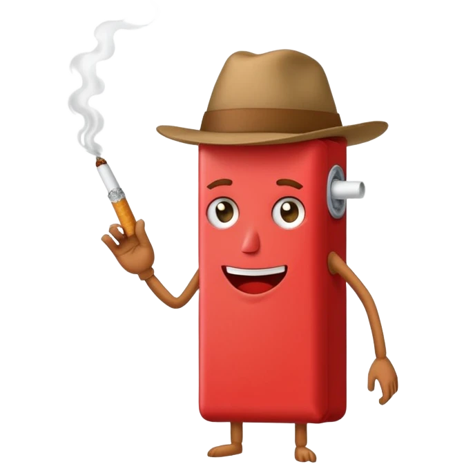 Red Tobacco pack with arms and legs smoking a cigarette  emoji