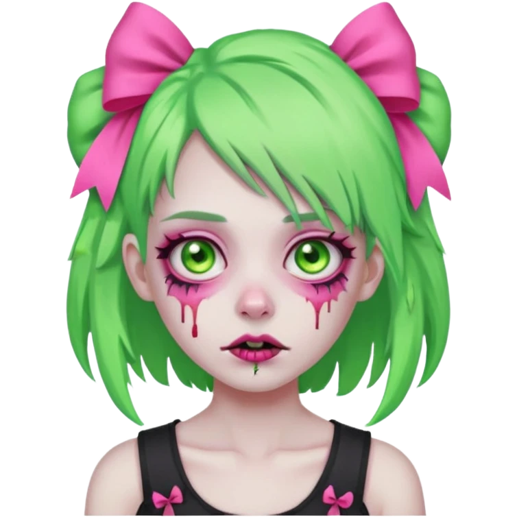 girl-zombie,with-neon green-hair,pink-bows emoji