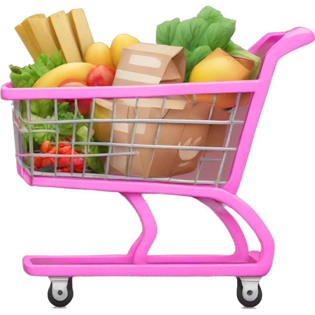 Pink shopping cart with groceries emoji