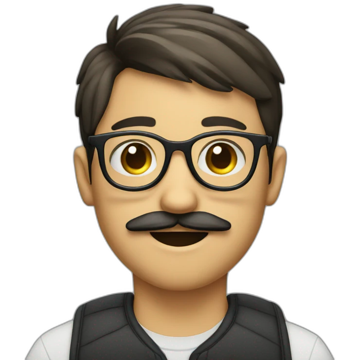 boy with a mustache and beard with a pair of glasses emoji