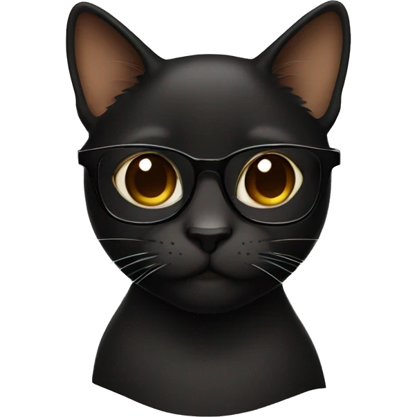 Black cat with brown glasses emoji