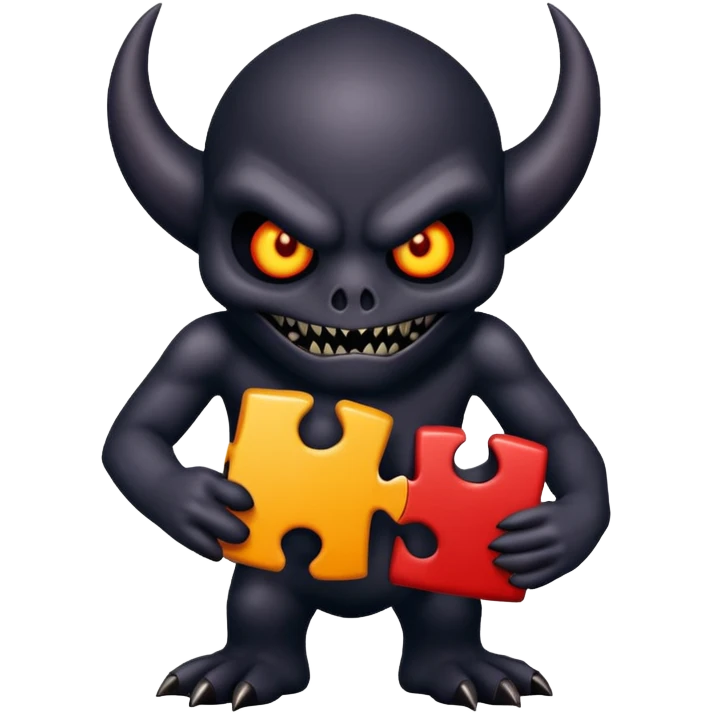 evil dark mysterious creature with puzzle emoji