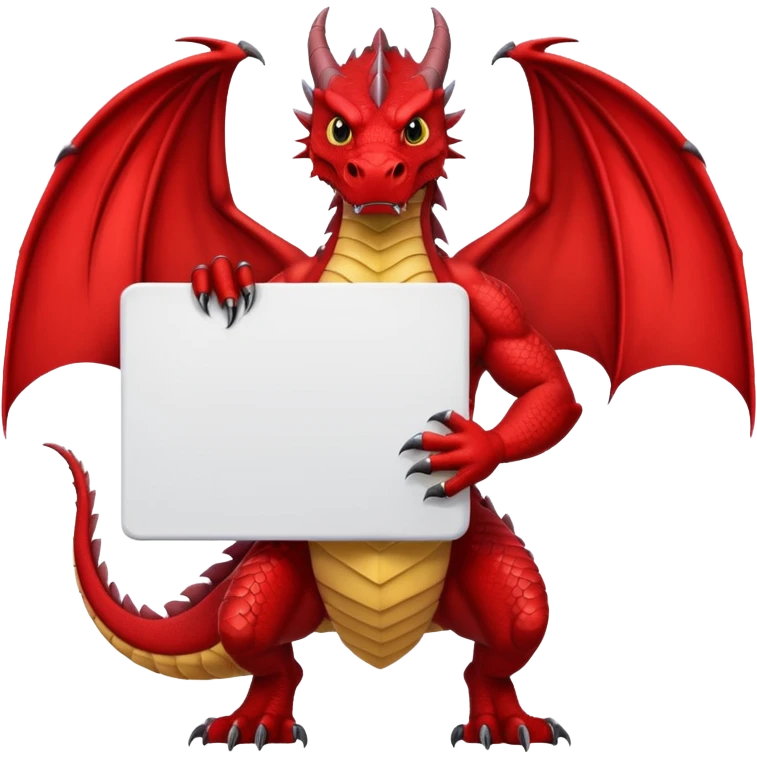 Black and red dragon holding large blank sign emoji
