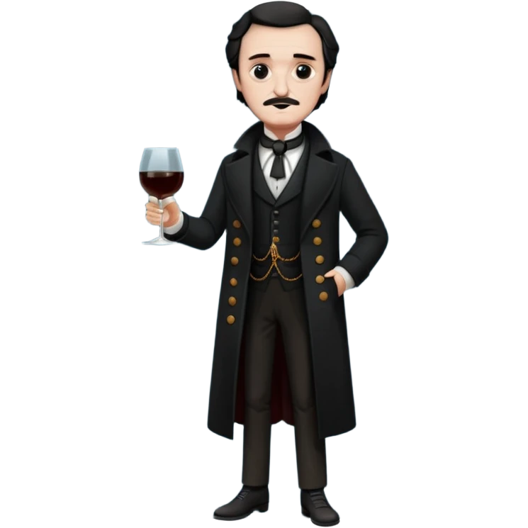 edgar allan poe at christmas full body holding a glass of amantillado emoji