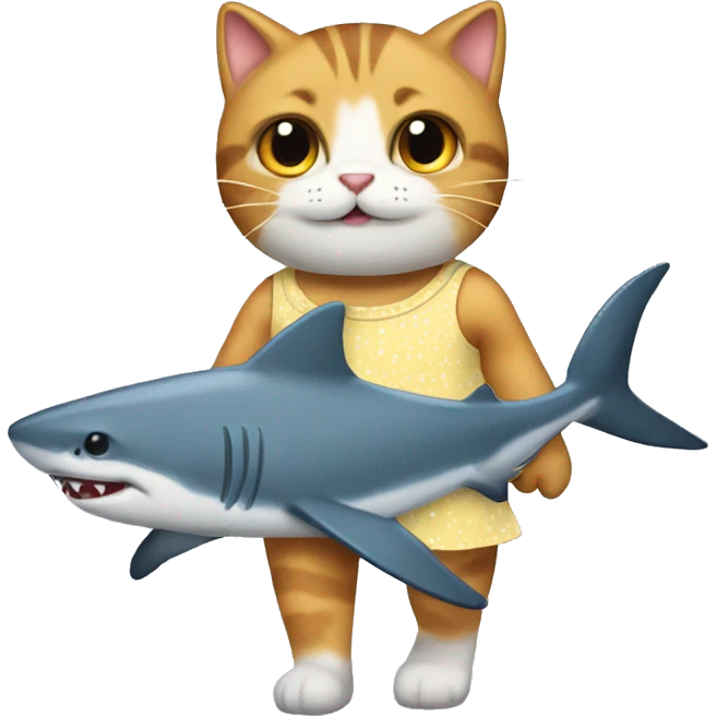 shark in a dress with a cat on his back  emoji