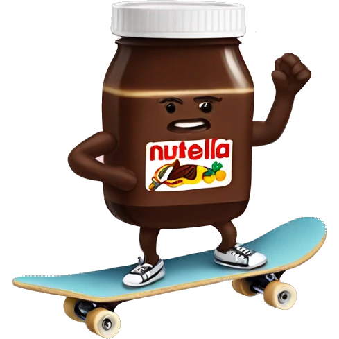 Nutella riding a skate board emoji