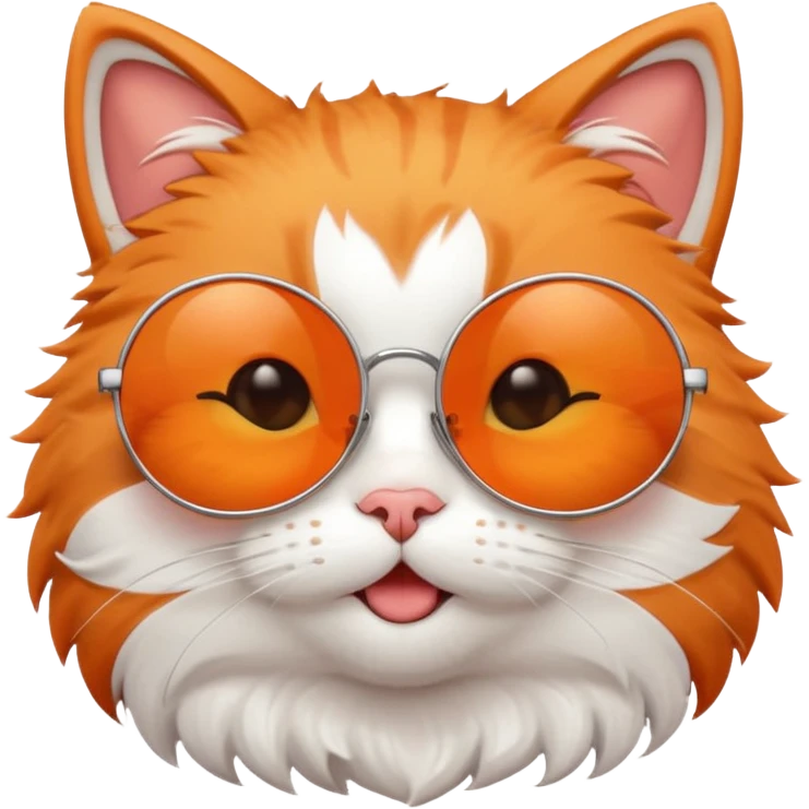 adorable cat with round sunglasses, winking emoji