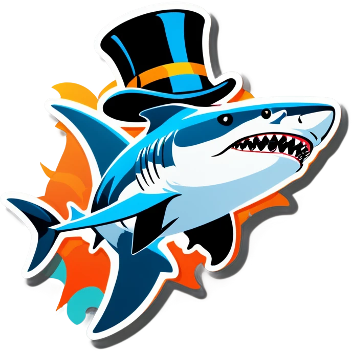 Shark with a top hat emoji