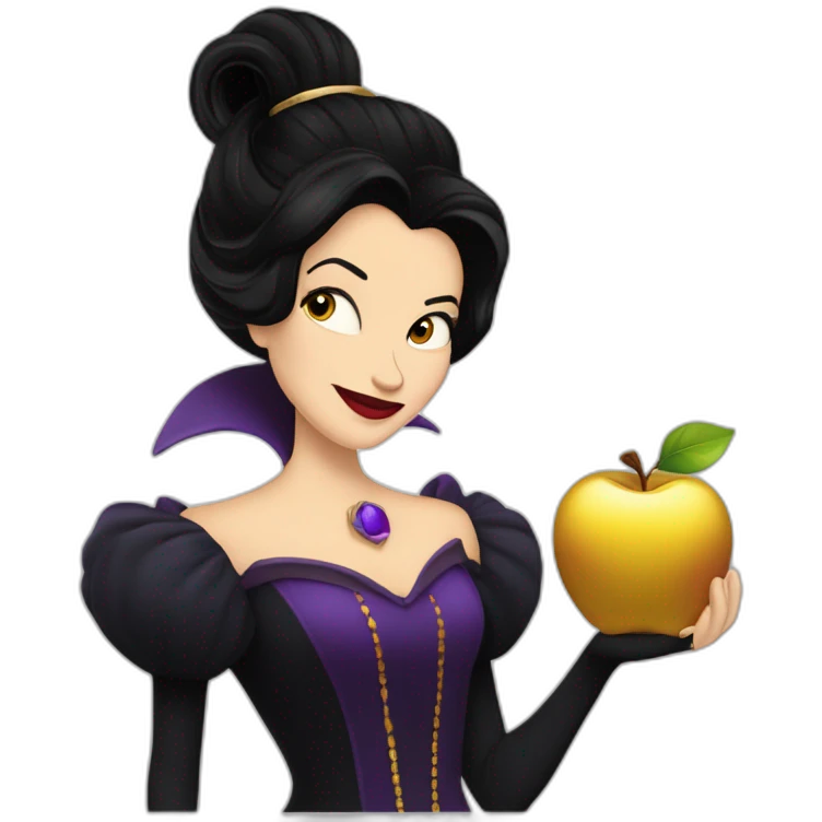 The Evil Queen Regina Mills from Once Upon A Time, holding a golden apple,smirking evily. emoji
