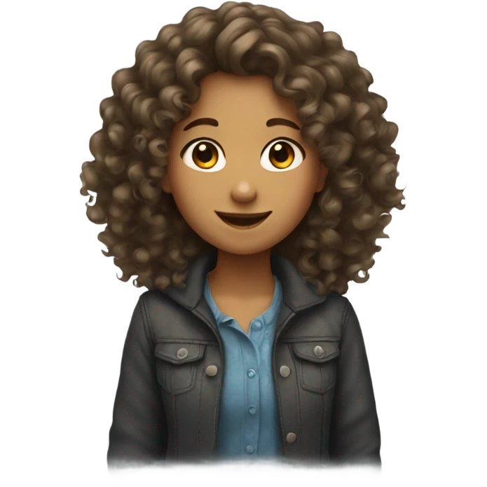 a girl with curly hair happy emoji
