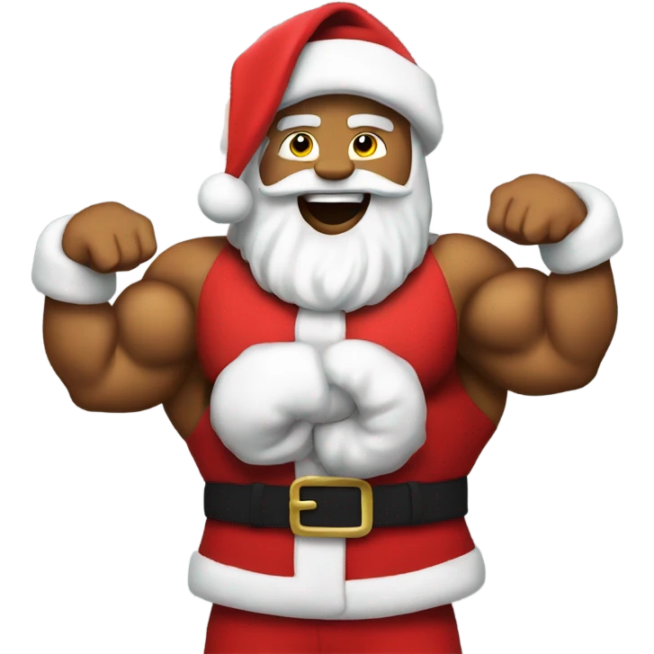 Wearing a Santa outfit flexing muscles  emoji