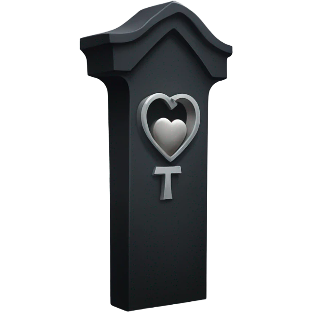a black grave with the letters RIP on a silver heart emoji