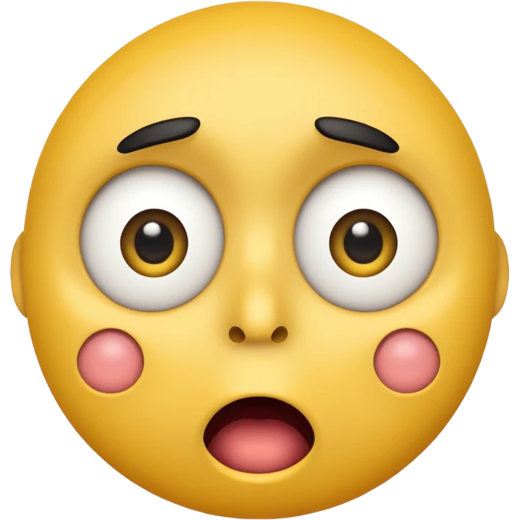 surprised face emoji, yellow face, raised eyebrows, round eyes, mouth in an O shape, no text emoji