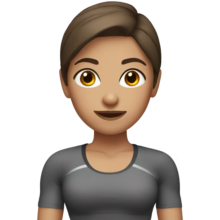 Fitness woman with gray eyes and brown hair  emoji