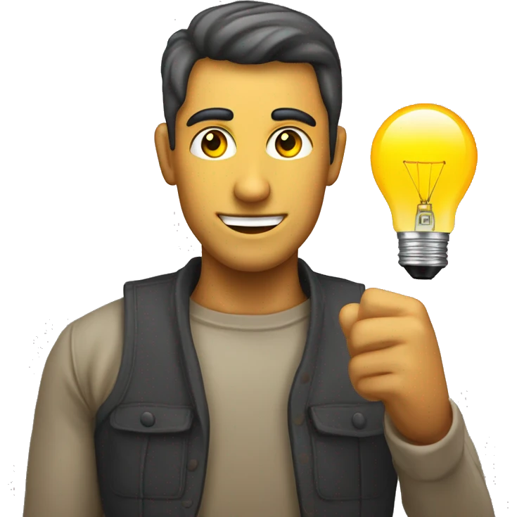 hombre con un bulbo led emoji