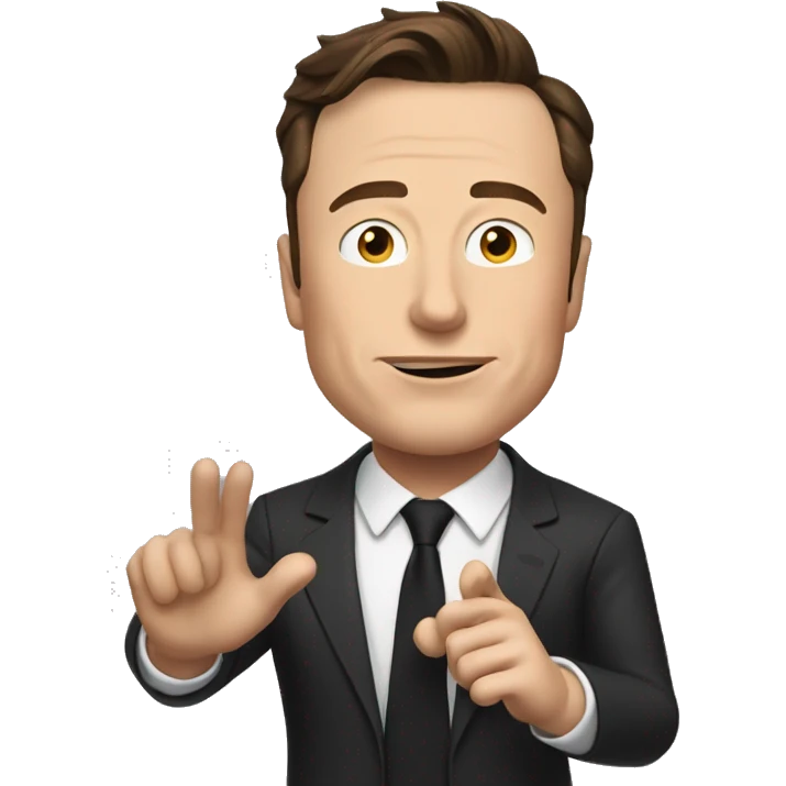elon musk half body emoji style explaining something with moving right hand  emoji