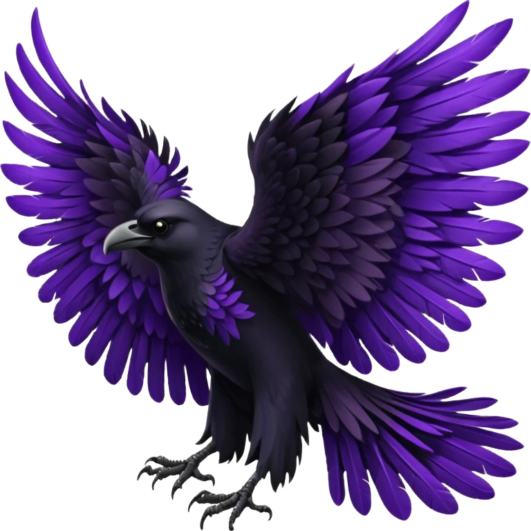 Black  and purple realistic Raven wings, wings only emoji