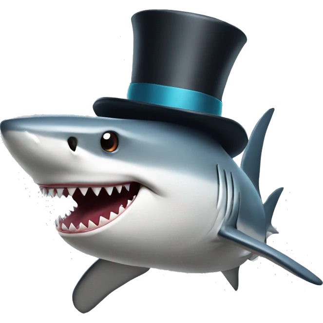 Shark with a top hat emoji