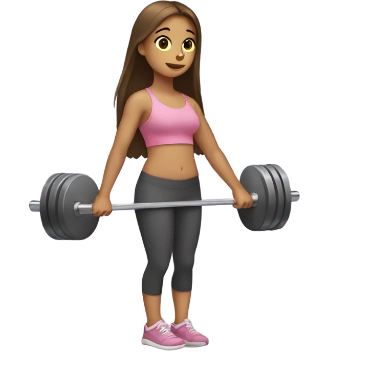 A girl on a scale holding weights  emoji