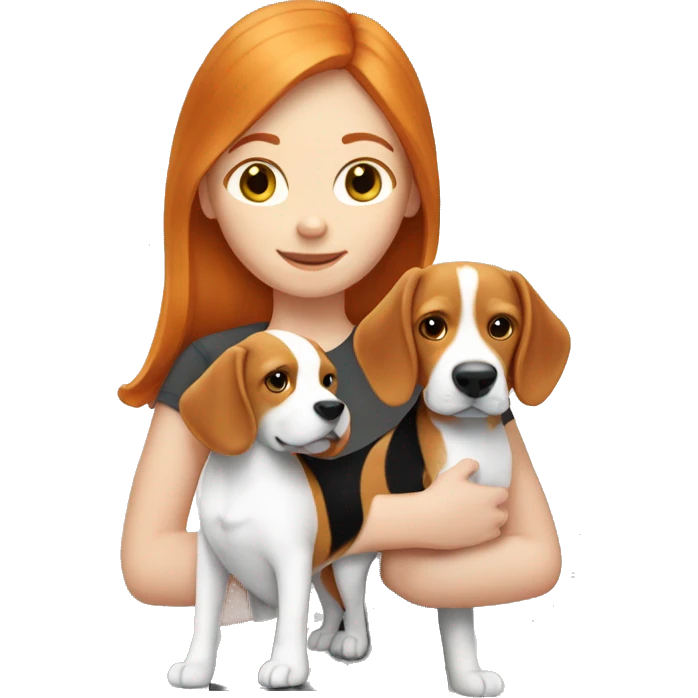 Ginger hair girl with beagle emoji