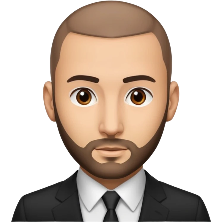 karim benzema in suit and tie, thinner face emoji