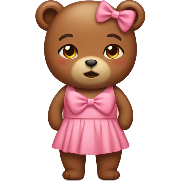 Bear wearing a bow dress emoji