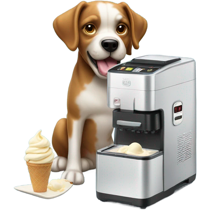 Dog making ice cream out of a Ninja creamy emoji