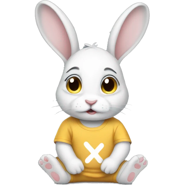 an anxious baby rabbit in t-shirt emoji