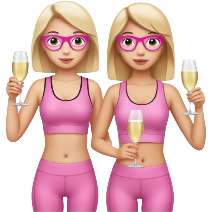 two girl pink pilates prosecco emoji